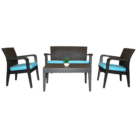 Rainbow Outdoor Alaska 4 Piece Seating Set with Cushions-Anthracite RBO-ALASKA-ANT-4PC-CUSH-TEA